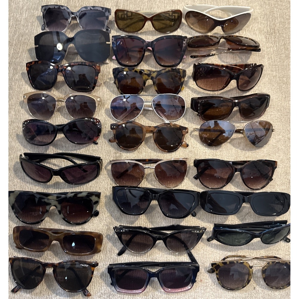 Lot Of  27 Designer Women Sunglasses:Tahari,Nine West,Velvet,JNY, Laundry,Prive+